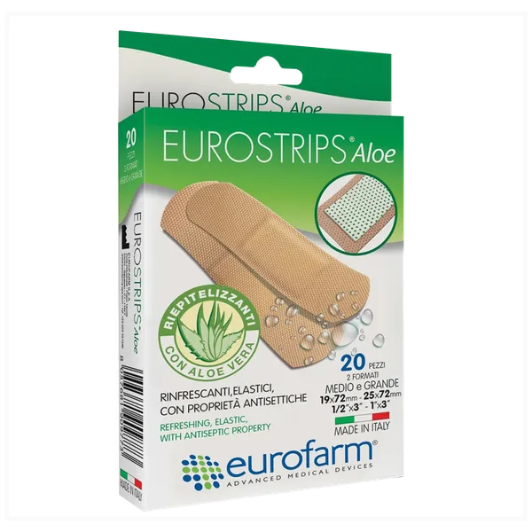 Curitas Eurostrips con Aloe 19mm X 72mm + 25 X 72mm Eurofarm 20 Unds